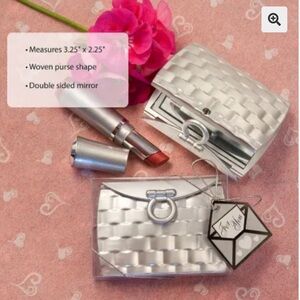 Elegant Purse Shaped Silver Mirror Compact
